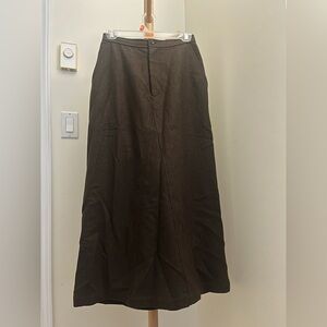 Comme des Garcons Wool Dark Brown Maxi Skirt